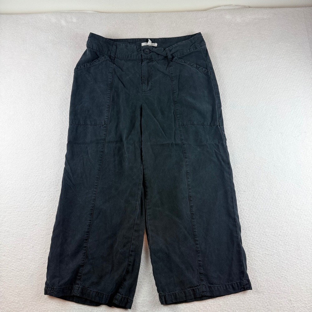 Avec Les Filles Black Lyocell Wide Leg Crop Pants Size 8 TCT40018-0